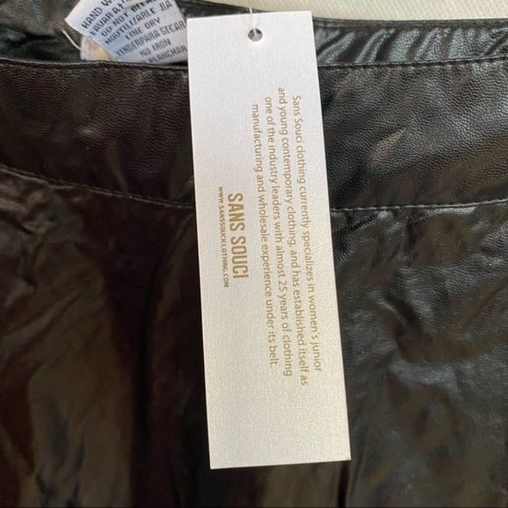 Sans Souci Star Studded Black Metal Vegan Leather Skirt Size L - Picture 8 of 12